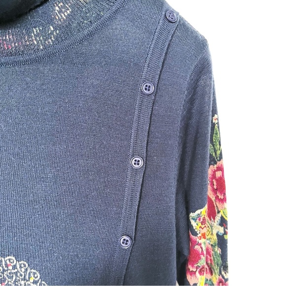Embroidered Desigual Sweater “Chantale,” marine blue, EUR size M - Picture 5 of 10